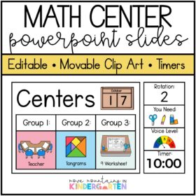 Math Center Rotation Slides - Editable Slides with Timers and Movable Pieces