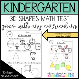 Kindergarten 3D Shapes Math Assessment