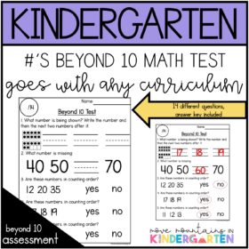 Kindergarten Numbers Beyond 10 Math Assessment