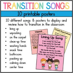 Transition Songs - Printable Classroom Transition Posters
