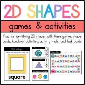 2D Shapes Activities: Task Cards, Sorting, Activity Mats, Games