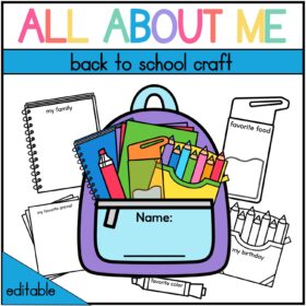 All About Me Craft - Back to School All About Me Backpack Craft Activity
