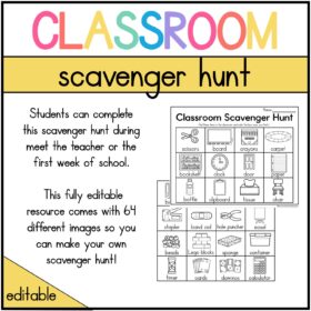 Editable Classroom Scavenger Hunt
