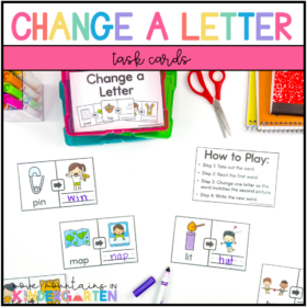 Change the Beginning, Middle or End Letter–CVC Word Task Cards