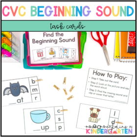 Beginning Sound Task Cards – CVC Words for Kindergarten and First Grade