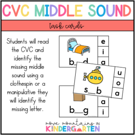 Middle Sound Task Cards – CVC Words for Kindergarten and First Grade