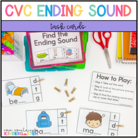 Ending Sound Task Cards – CVC Words for Kindergarten and First Grade