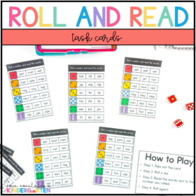 Roll and Read CVC Words- Task Cards for Kindergarten and First Grade