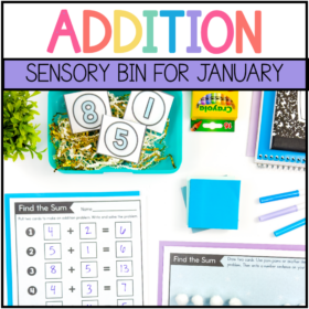 Addition Sensory Bin for January- Kindergarten and First