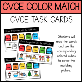 CVCE Color Match-Task Cards for Kindergarten and First Grade