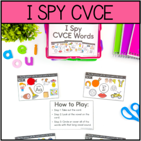 I Spy CVCE Words- Task Cards for Kindergarten and First Grade