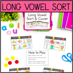 Long Vowel Sort-CVCE Task Cards for Kindergarten and First Grade