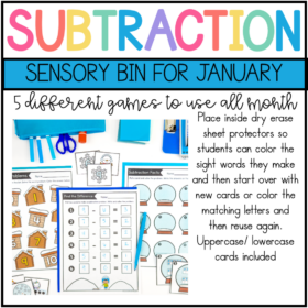 Subtraction Sensory Bin for January- Kindergarten and First