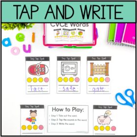 Tap and Write the CVCE Word- Task Cards for Kindergarten and First Grade
